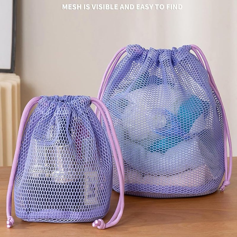Large Capacity Mesh Swim Bag Adjustable Drawstring Toiletry Organizer Travel Pool Beach - Image 2